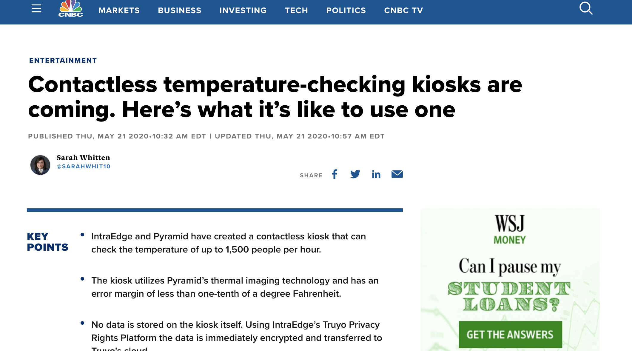 CNBC Janus Temperature Kiosk